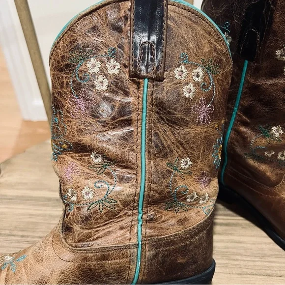 Smoky Mountain Florence Snip Toe Boots Leather & Floral Embroidery Girl's Sz. 2 - Picture 10 of 11